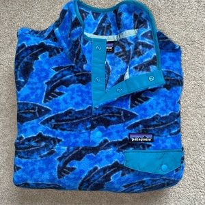 * SOLD * Patagonia Synchilla Snap-T Pullover Leaping Oasis Blue Fish Size XL